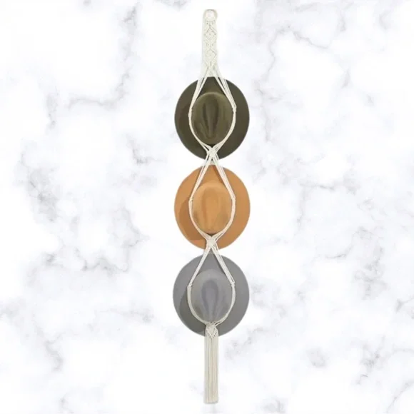 Handmade Triple Hat Macramé Wall Hanger - Picture 1 of 1